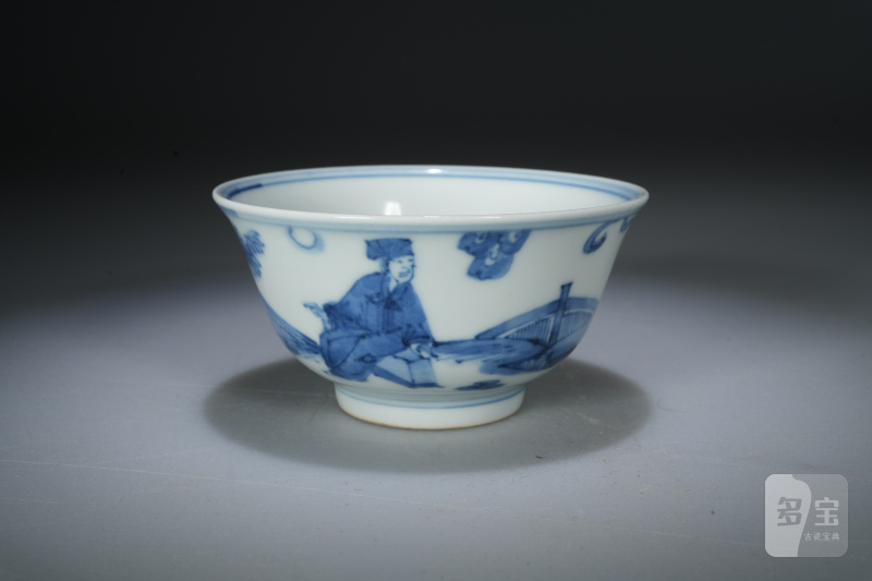 明 青花高士图茶圆 - 图3